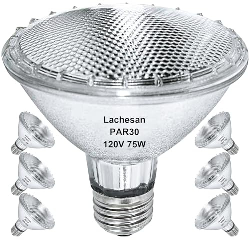 Lachesan Par30 Halogen Flood Light Bulbs, Short Neck 120V 75W Equivalent,2700K Warm White Dimmable High Brightness, Great for Accent Lighting, Tracking, Recessed Bulb