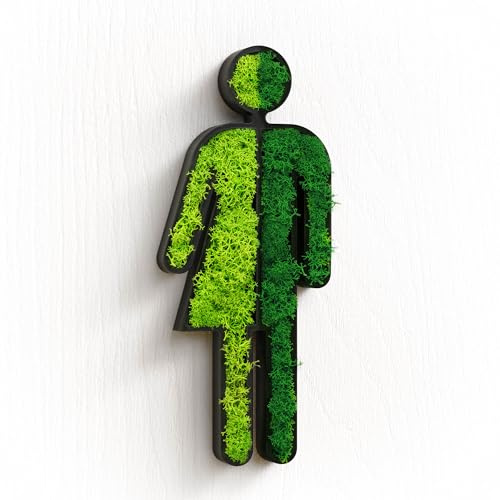 WC Moosschild Divers Non-Binary | Moos Schild Wanddekoration für Toiletten | Nachhaltige und stilvolle WC-Beschilderung in Schwarz | Perfekte Deko für Badezimmer und Gäste-WCs