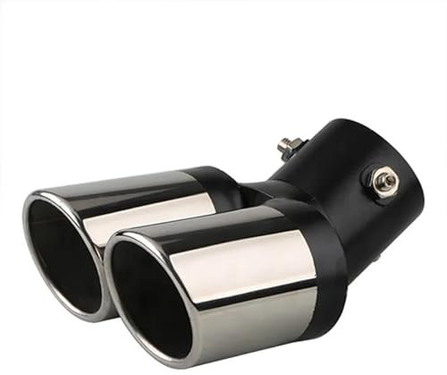 DZSLLOOI Auspuffblenden 1 Stück 2,5 Zoll Einlass-Auspuff-Schalldämpfer-Spitze Aus Edelstahl Doppelrohr-Zierleiste Hinten Für Die Meisten Autos Endrohrblenden Blende(Black Bent)