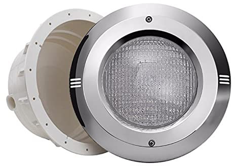 Underwater Pool Light Par56 Stainless Steel Surface IP68 Waterproof 12V Cold White 25W for Above and Below Ground Swimming Pool Lighting