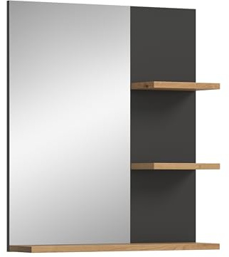 xonox.home - Spiegel Canu 63x73x16 cm in Basalt grau und Artisan - Badmöbel Badset Badezimmerkombination - stabile Konstruktion zeitloses Design pflegeleichte Oberfläche