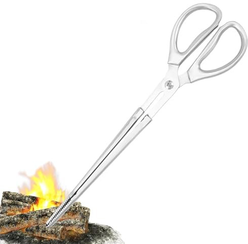 Feuerschalenzange – Edelstahl-Kaminholzzange, rostbeständige Oberfläche, Kaminzange, sichere Feuerschalen-Management, Hinterhof, bequemer Griff, Brennholzpflücker, Lagerfeuer-Werkzeuge für den Umgang