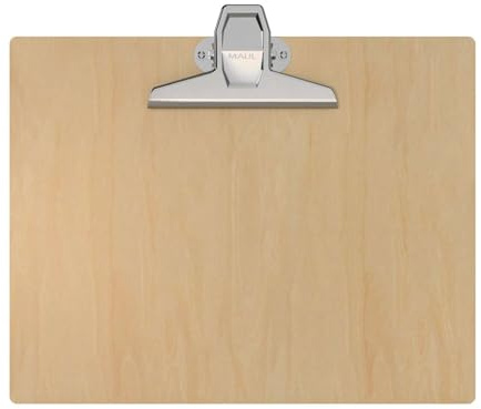 MAUL Klemmbrett A4 quer braun MAULtilia Holzplatte mit Stahlclip 200 Blatt | sicherer Halt für Unterlagen, bequemes Schreiben unterwegs, warme Holzoptik, aufhängbar für schnellen Zugriff