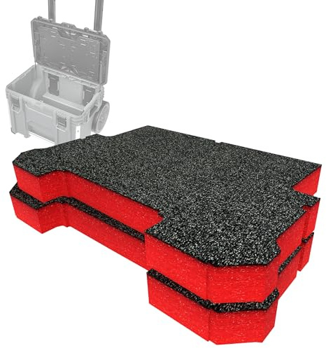 Shadow Foam Paquete de inserción compatible con caja de rodillos Flex Stack, espuma de corte y pelado para organización de cajas de herramientas (rojo, 50 mm)