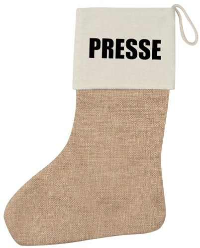 Huuraa Weihnachtsstrumpf Presse Schriftzug Geschenk Beige Jute Presse Geschenkidee