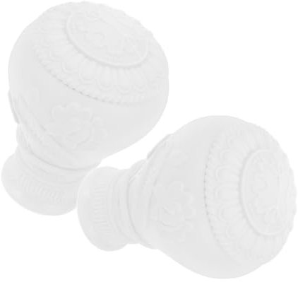 Mobestech Remates para Barras De Cortina Decorativos 2 Piezas Diseño Tallado, Accesorios para Extremos De Barra De Cortina, Material Resistente para Ventanas, Tope Funcional para Decoración del Hogar