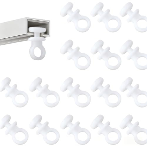 DWUENT Caravan Curtain Hooks, Curtain Glider Hooks, Plastic Curtains Hook White, 22mm White Plastic Curtains Hook for Header Tape, 100 Pack