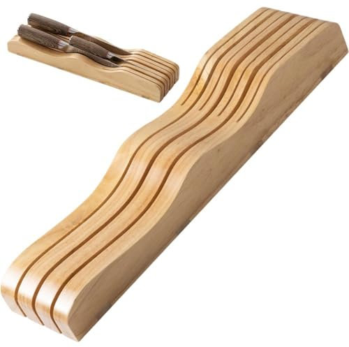 Glixoft Portacoltelli in Legno, Portacoltelli Portatile, Organizer per Coltelli Cucina, Forbici E Posate Cucina.