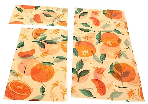 TOPPERFUN 3 Sheets Beeswax Food Wraps Reusable Food Preservation Cloths for Freshness Sustainable Natural Wax Material Breathable and Washable Covers