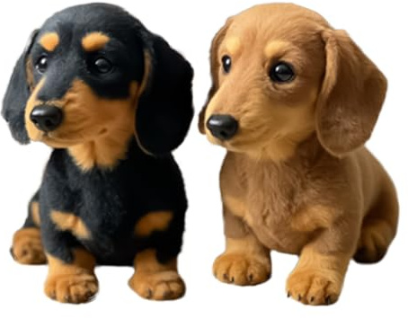 Tax gosedjur, 2 stycken tax mjukisdjur plyschdjur, 17 x 15 cm söt realistisk korv hundar sömn plyschkudde, stresslindring känns riktig hund, känslomässig helande på begäran