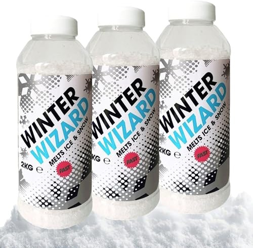 2kg De-Icer Shaker Tub Winter Salt White Grit Rock Salt Ice & Snow Remover | Ideal For Roads, Driveways & Paths