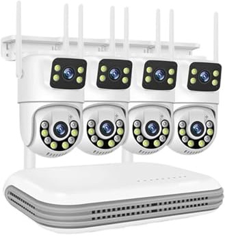 Smar Wireless CCTV System WiFi Camera Kit 6MP IP Cameras With Dual Lens Security Audio 8CH NVR Video Surveillance Set(None,8CH NVR and 4 Cam)