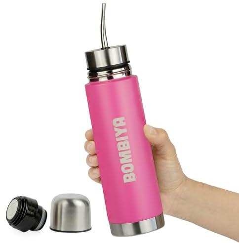 Mate listo con todas sus partes de acero inoxidable – Termo mate 2 en 1 cambiando su tapa es un termo clásico – Automate para tus mates argentinos o terere - A todos lados con vos - 500ml (Fucsia)