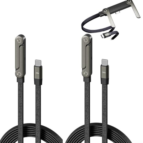 Chargeur de téléphone latéral, charge rapide 240W, chargeur support invisible Usb C 2-en-1, câble de 1,5m/4,9ft de longueur avec support de téléphone intégré pour smartphones et tablettes (2pcs 240W