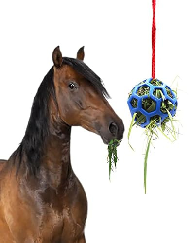 Foderstation för hästhön – TPR 12,7 cm i diameter | foderboll för stallhängare, godisfoderleksak för husdjur, viloleksak för stallstallet | get, åsna