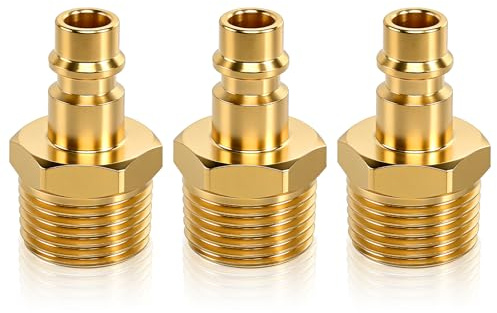 3 Stück Druckluftkupplung 1/2 Zoll Messing Druckluftanschluss Druckluft Kupplung 1/2 Zoll mit Außengewinde Druckluft Anschlüsse für Schlauchstecker Ventilsteckdose Gewindestecker