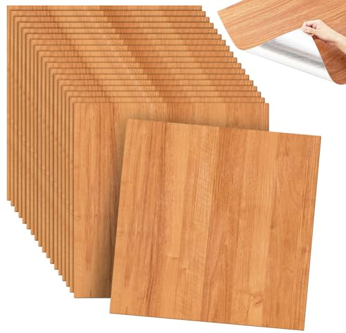 CEWROM 3D-väggpaneler med trämönster, 20 stycken självhäftande väggpaneler, 3D-tapet, självhäftande väggpaneler av PVC, vattentäta, 30x30 cm, vattentäta kakel för kök, badrum och dusch (träfärg)