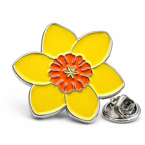 Daffodil Pin Badge Welsh St Davids Day Enamel Accessory Gift Traditional Floral Symbol Wearable Lapel Brooch Celebration Outfit Decoration