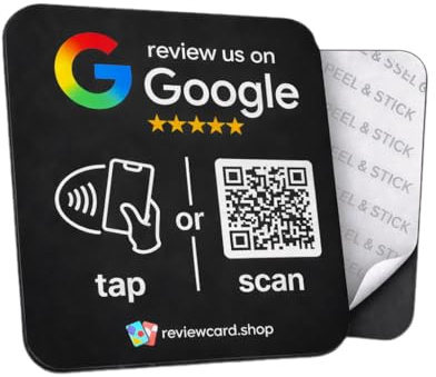 NFC Rezensionsplatte mit QR-Code - Tap & Scan Kundenrezensionsplatte für Restaurants, Geschäfte, Salons, Büros, Kundenfeedbackplatte (Google Review Black Plate, 1 Stück)