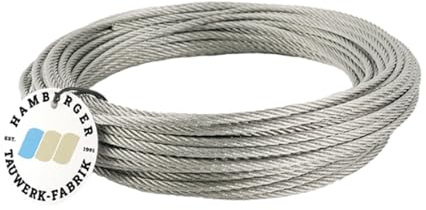 50 Meter - 5mm Edelstahldrahtseil 7x7 V4A Inox rostfrei Drahtseil Stahlseil Geländerseil