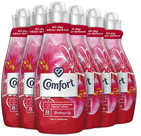 Comfort Creations Strawberry & Lily with Stay Fresh technology Fabric Conditioner pack of 6 (198 washes in total) for 100 days of freshness + fragrance* 33 Wash 1.16 l