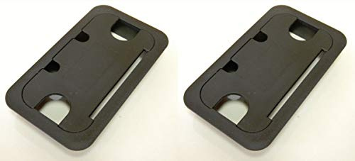 2 x Black Rectangular Desk Cable Tidy Outlet Grommet Wire Hole Cover