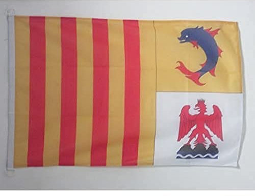 AZ FLAG - Drapeau Provence-Alpes-Côte d'Azur - 45x30 cm - Pavillon Nautique Provençal - France Spécial Bateau Et Extérieur En Maille Bloquée Avec Anneaux Plastiques Intégrés - 30g