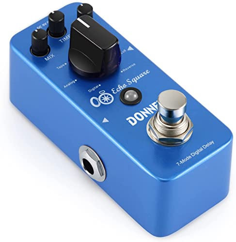 Donner Delay Pedal - Digital Multi Delay Guitar Pedal, 7 Effects Digital Analog Tape Mod Sweep Lofi Reverse for Electric Guitar Bass True Bypass - Echo Square
