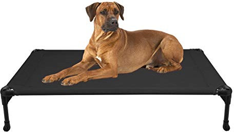 Veehoo Cooling Elevated Dog Bed - Portable Raised Pet Cot with Washable & Breathable Mesh, No-Slip Rubber Feet for Indoor & Outdoor Use, Oversize Package, Large, Black