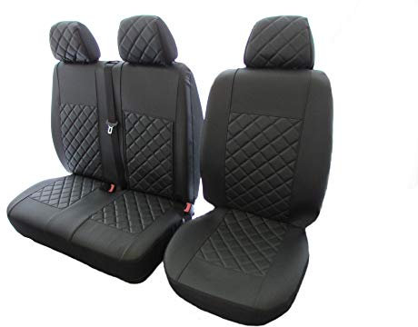 Texmar Designed to fit MERCEDES VITO CARGO VAN 2004-2015 LEFT or RIGHT HAND DRIVE ECO BLACK LEATHER Seat Covers 2+1 (1 single 1 double)
