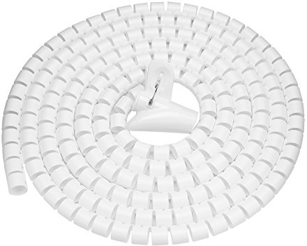 ASHATA Tubo avvolgicavo a Spirale da 15 mm/30 mm, Organizer per Cavi Manicotto a Spirale per Tubo a Spirale Supporto per Organizer per Cavi Gestione dei Cavi per PC e TV(Bianco 3,0 m * 16 mm)