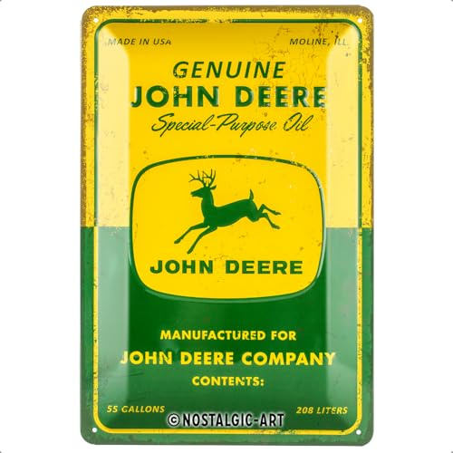 Nostalgic-Art Retro Blechschild, 20 x 30 cm, John Deere – Special Oil | Original John Deere Lizenzprodukt (OLP), aus Metall, Vintage Design, Blechschilder Sprüche, Geschenk-Idee für Traktor-Fans