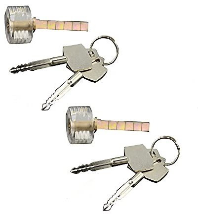 Vorhängeschlösser aus Edelstahl, transparent, Zylinderschlösser, Übungsschlösser, 2 transparente Schlösser mit 4 Schlüsseln