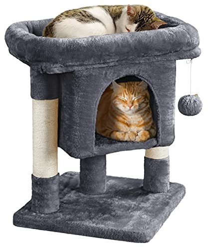 Yaheetech Arbre à Chat Design 59 cm Arbre-griffoir Gris Foncé