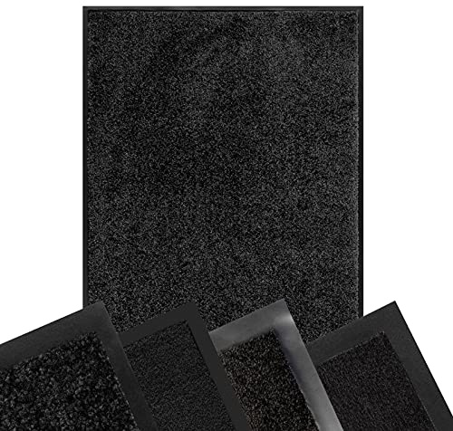 Floordirekt Schmutzfangmatte SCHWARZ - XXL Teppich für Flur Eingang Eingangsbereich innen & außen - Türmatte Sauberlaufmatte Fußabtreter Fussmatte - rutschfest & pflegeleicht (120 x 180 cm, Rhine)