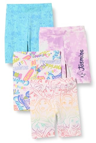 Amazon Essentials Disney | Marvel | Star Wars | Frozen | Princess Pantalones Ciclistas Cortos Niña, Pack de 4