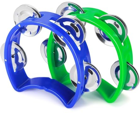 Flexzion Tamburin Handglocke Percussion Musikinstrumente (Blau & Grün)
