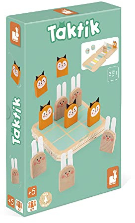 Janod - Taktik - 2-in-1-Kinder-Brettspiel - Thema Hasen und Füchse - Strategie- und Wettlaufspiel - Massivholz und Pappe - 2 Spieler - ab 5 Jahre, J02472