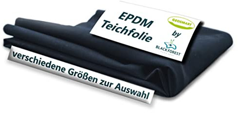 EPDM Teichfolie 3x3m Premium - Schwarz, 0.8mm Dicke - Viele Größen verfügbar (Teichfolie 3 x 3 m) - Extrem langlebig & ideal für Ihr Teich sowie Hochbeet - Wasserfest & vielseitig einsetzbar