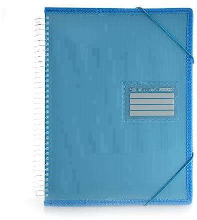 Hüllenmappe mit Spiralbindung und festem Deckel mit verstärkten Seiten und Gummizug mit Colorline by Office Box (A4 - 40 Hüllen, hellblau)