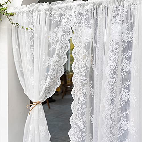 V3VOGUE Pastoralen Spitze Gardinen Voile Vorhänge Tüllvorhänge - Durchsichtig Vorhang Gardinenschals - Für Küchen Wohnzimmer Esszimmer Schlafzimmer Hochzeit Dekor Gardinen, 1er