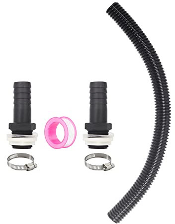 ATBEAMEN Water Butt Connector Pipe Link Kit, 25mm Water Butt Connection Hose Linking Kit for Connecting 2 Water Butts/Rain Barrel/Water Storage Tanks Connector Hose Pipe and Fittings(Pipe Length: 1m)