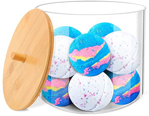 JYPS Large Capacity Laundry Pods Container with Bamboo Lid, Clear Acrylic Powder Detergent Containers for Pods, Scent Boosters & Powder, Laundry Room Organization decor, Airtight Storage Jars