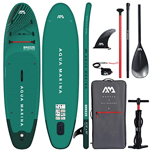Aqua Marina Breeze Aufblasbares Stand Up Paddle Board (iSUP) Paket, 300 cm Länge, Grün