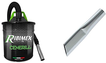 RIBIMEX Cenerill Electric Nettoyeur de Cendres 1000 W, 18 L avec Double Filtre et Lance Plate & Ribitech PRCEN000/L Buse Plate pour avaleur de Cendre