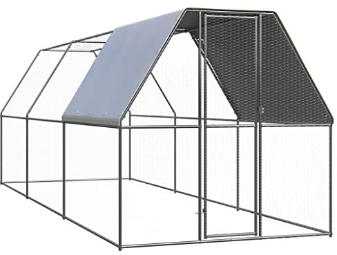 WIFESE Outdoor-Hühnerkäfig 2x6x2 m Verzinkter Stahl Hühnerstall Voliere Kleintierstall Freilaufgehege Hühner Kleintiergehege für Hühner Hennen Enten und Andere Kleintiere Praktische & Geräumige