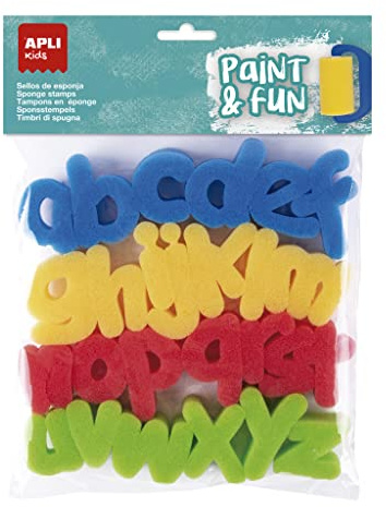 APLI Kids 19412 - Tampons mousse pour peindre les 26 lettres de l'alphabet - Lettres minuscules - Peinture à l'éponge.