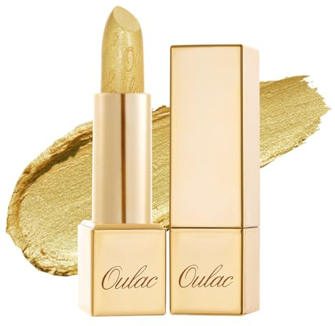 OULAC Lippenstift Gold Metallic Glanz Finish, Mit anderen Lippenstiften Schichten, Glanz Verstärken, Schimmernde Lippenstifte, Feuchtigkeitsspendende Formel, Vegan, 4.3g (18)