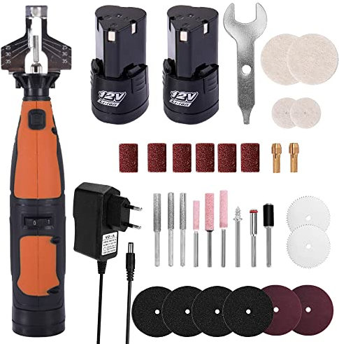 Kit d'affûtage de chaînes de tronçonneuse électrique sans fil avec 2 piles ensemble d'outils d'affûtage 20000 tr/min Sierra multifonction Maquina (Noir)