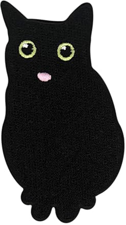 Urbanski Patch Süße freche Katze zeigt Zunge zum Aufbügeln 8 x 4,3 cm | Aufnäher Applikation Bügelbild